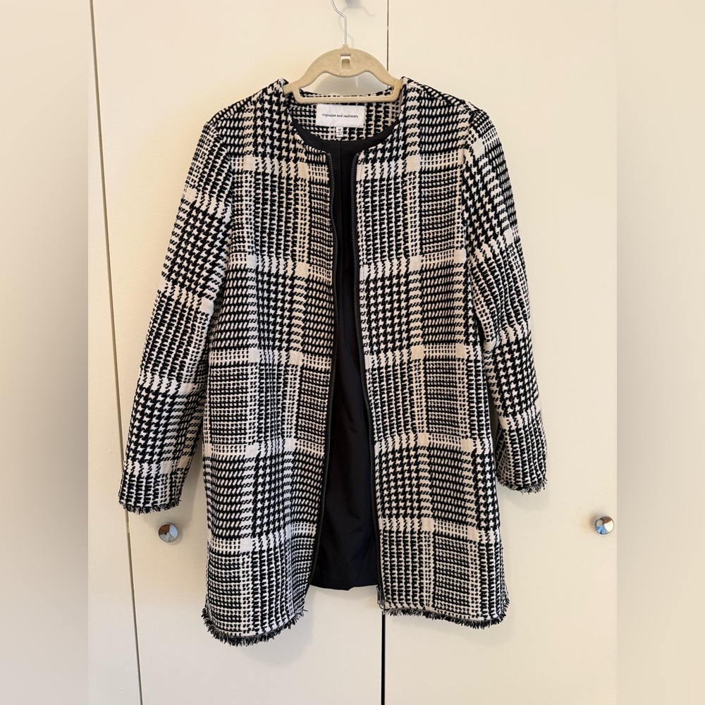Cupcakes and Cashmere Fernando Black and White Plaid Coat - Picture 3 of 9
